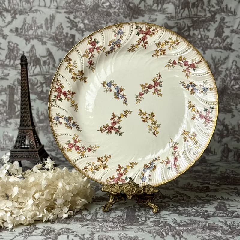 50745-絕美法國1880年代 Sarreguemines Louis XV 皇室貴族大瓷盤