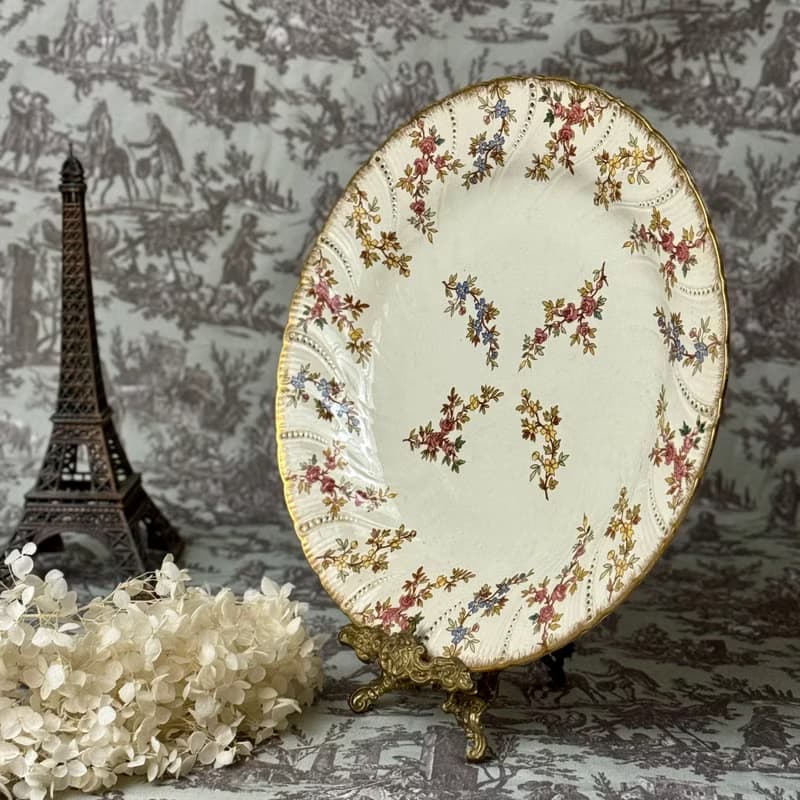 50745-絕美法國1880年代 Sarreguemines Louis XV 皇室貴族大瓷盤