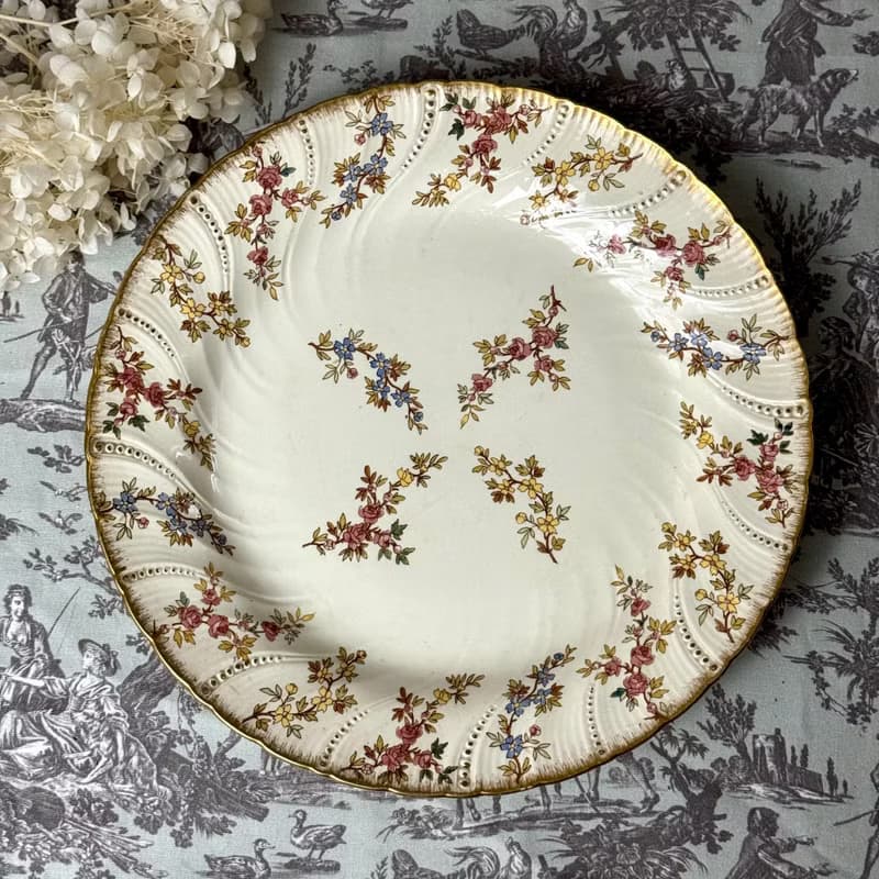 50745-絕美法國1880年代 Sarreguemines Louis XV 皇室貴族大瓷盤