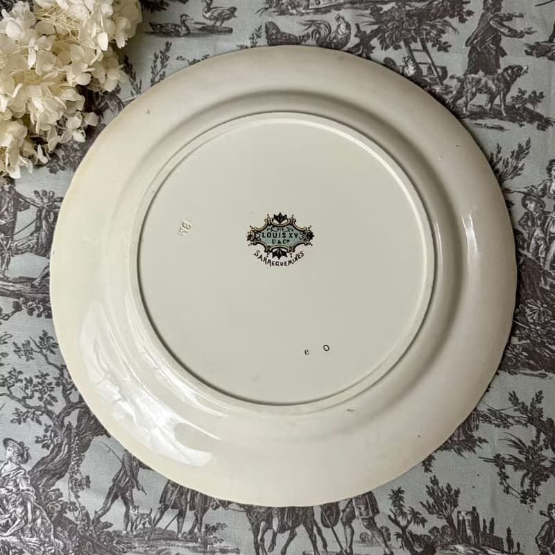 50745-絕美法國1880年代 Sarreguemines Louis XV 皇室貴族大瓷盤