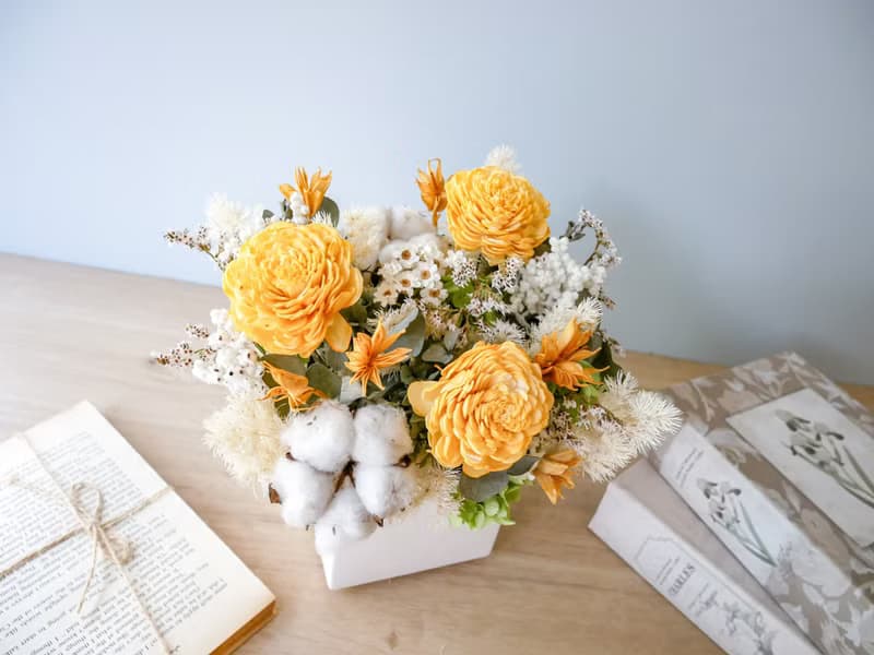 方盆中大型乾燥花盆花【青檸初夏】開幕/升遷/新居落成