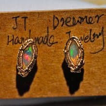 純手工進口14K包金線繞制水歐泊耳釘