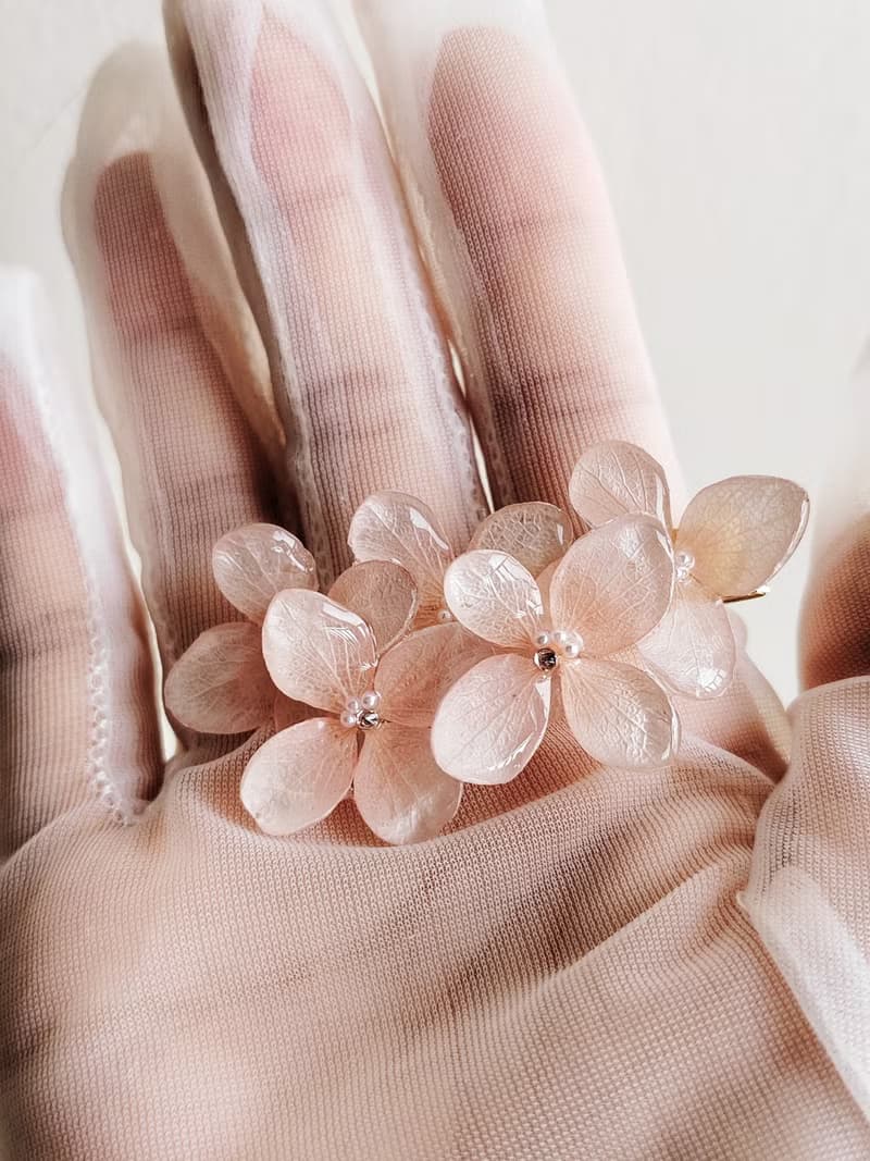 #FA106 盛夏花開 淺粉色 夏日少女感 繡球花鴨嘴夾 裝飾夾 髮夾
