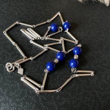 老又好古董珠寶 銀色藍珠項鍊 SARAH COV 977 N101