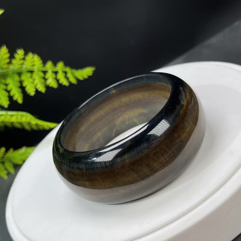 黃色虎眼石手鐲 55MM 千層聚寶盆 金色虎睛石手環 辟邪平安幸福