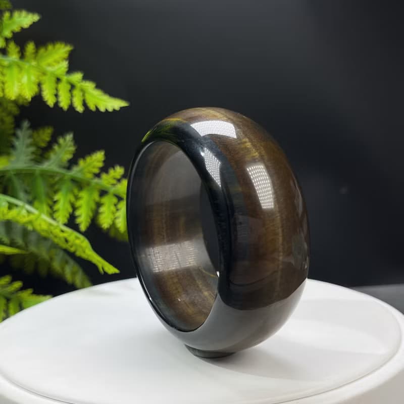 黃色虎眼石手鐲 55MM 千層聚寶盆 金色虎睛石手環 辟邪平安幸福