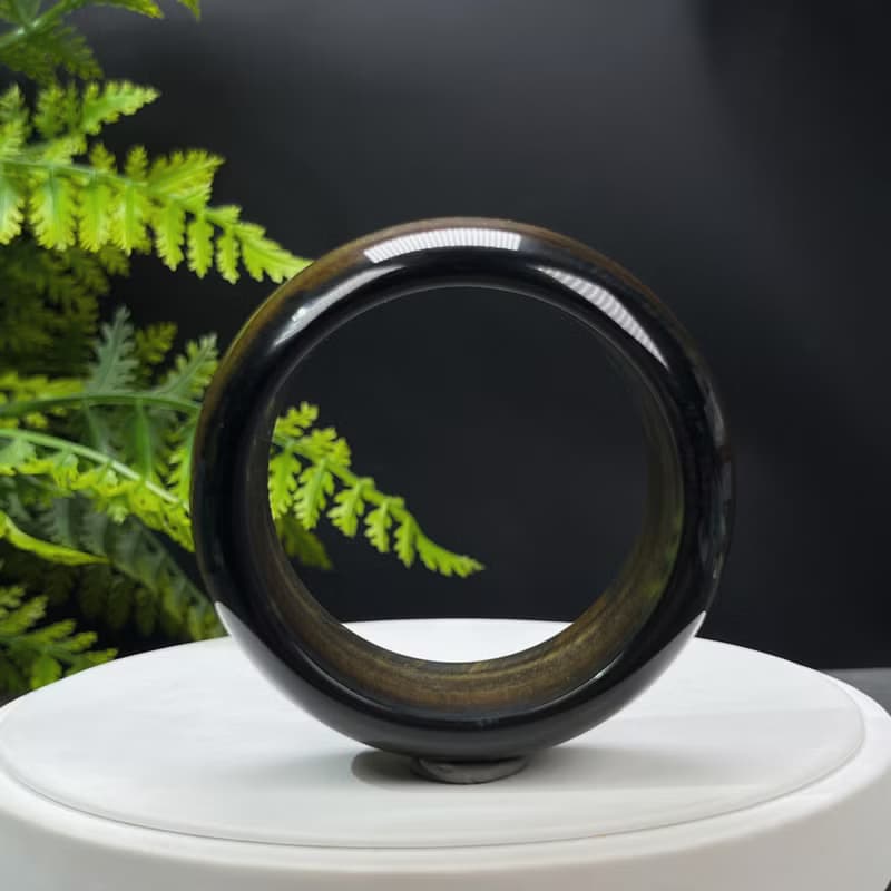 黃色虎眼石手鐲 55MM 千層聚寶盆 金色虎睛石手環 辟邪平安幸福