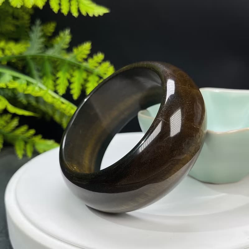 黃色虎眼石手鐲 55MM 千層聚寶盆 金色虎睛石手環 辟邪平安幸福