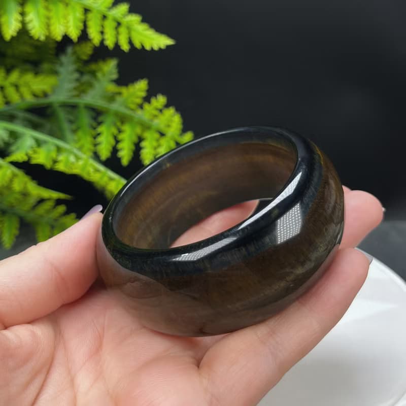黃色虎眼石手鐲 55MM 千層聚寶盆 金色虎睛石手環 辟邪平安幸福