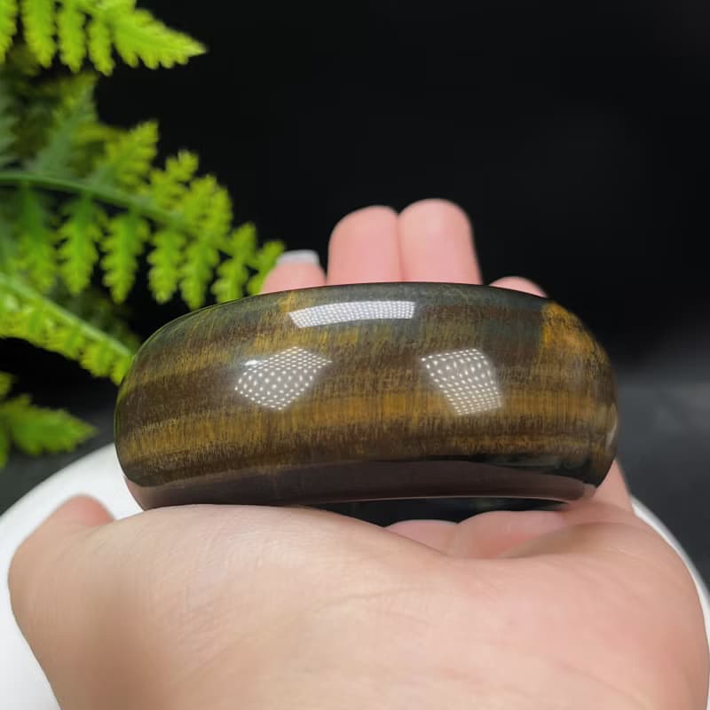 黃色虎眼石手鐲 55MM 千層聚寶盆 金色虎睛石手環 辟邪平安幸福