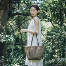 【精選大號包】Clementine皮革手提包 - 石灰色 送禮自用