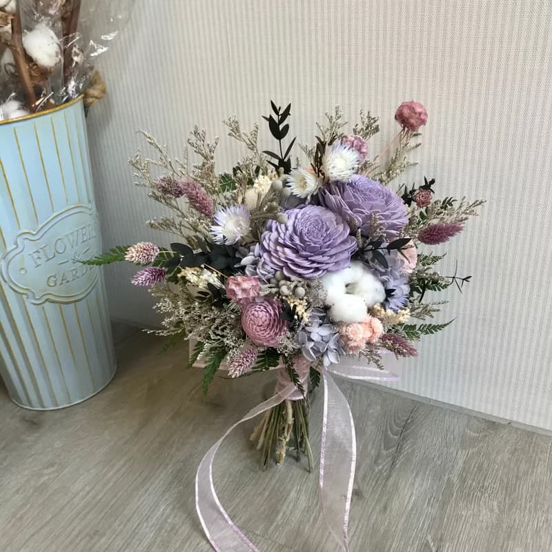 莫蘭迪色乾燥花束 結婚捧花 外拍花束 新娘捧花
