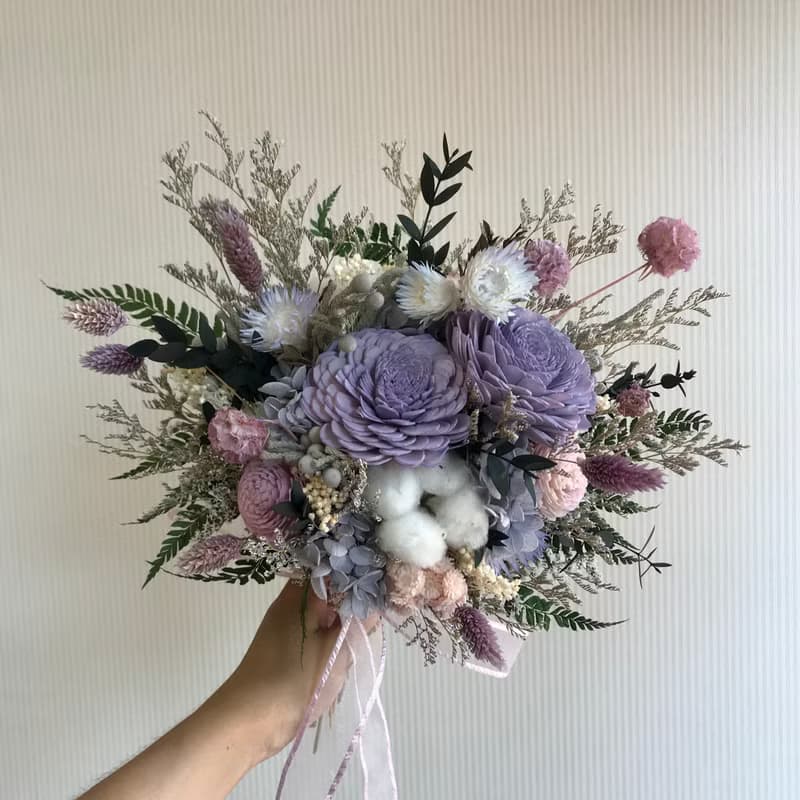 莫蘭迪色乾燥花束 結婚捧花 外拍花束 新娘捧花