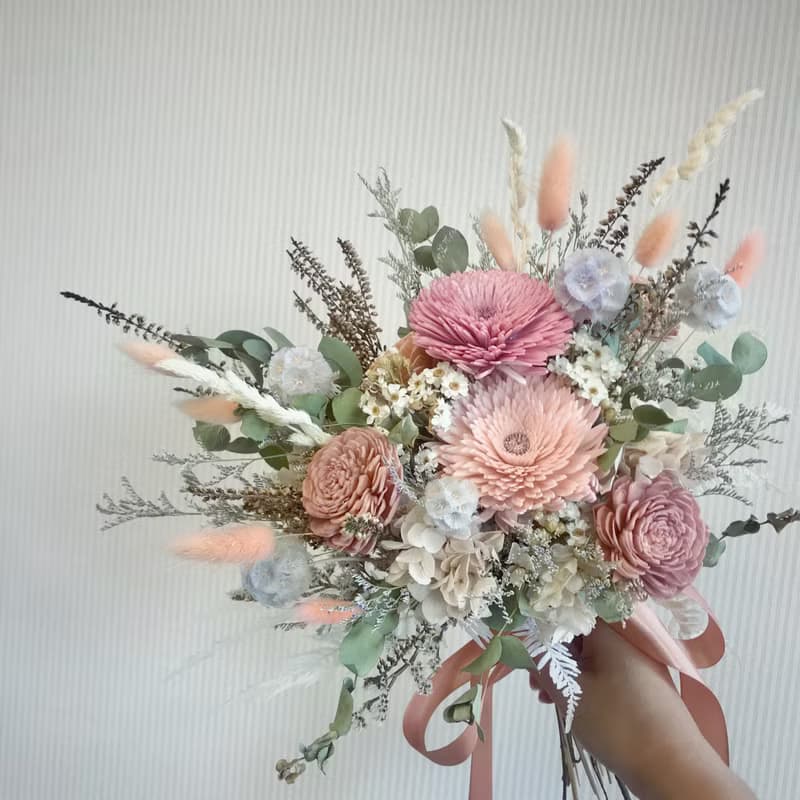 莫蘭迪色乾燥花束 結婚捧花 外拍花束 新娘捧花