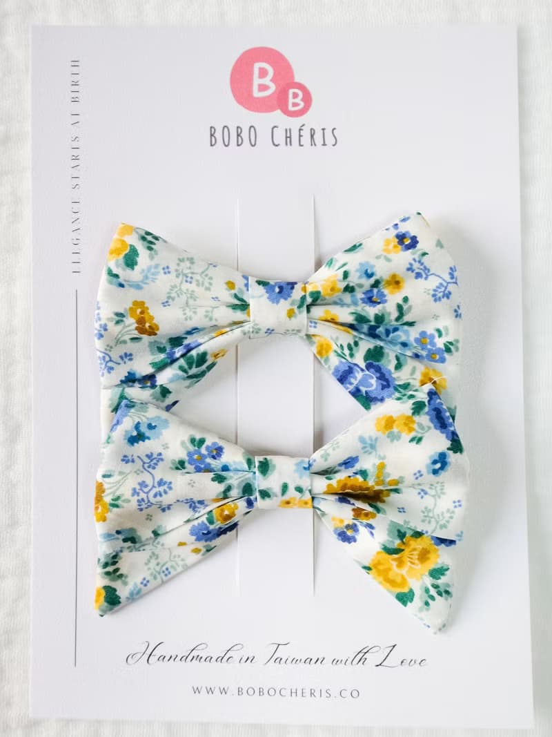 英國LIBERTY FABRICS蝴蝶結手工兒童髮夾(1組2入) - Lizzy Rose