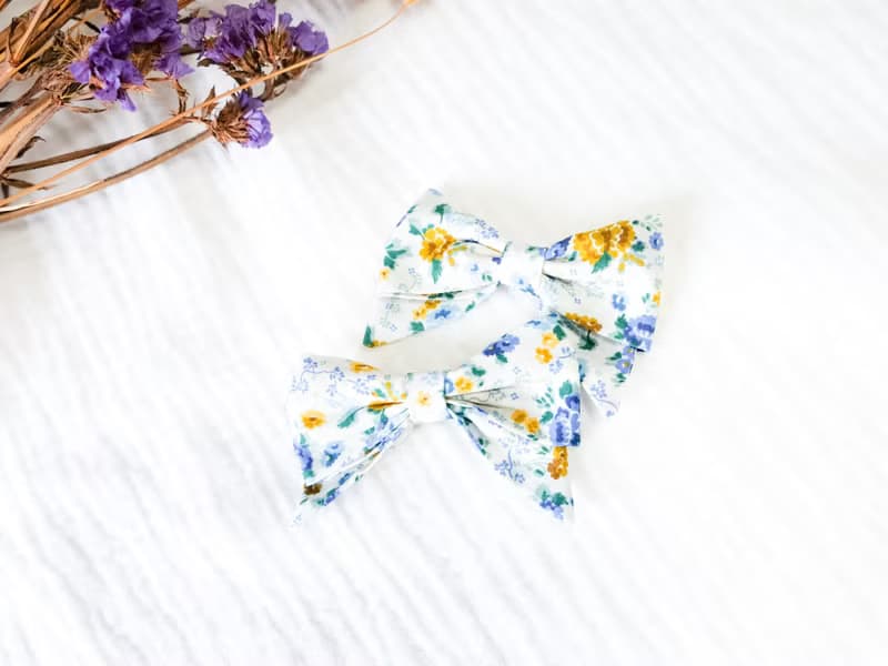 英國LIBERTY FABRICS蝴蝶結手工兒童髮夾(1組2入) - Lizzy Rose