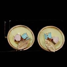 vintage jewelry  古董夾式耳環 雙色小鬱金香  680元