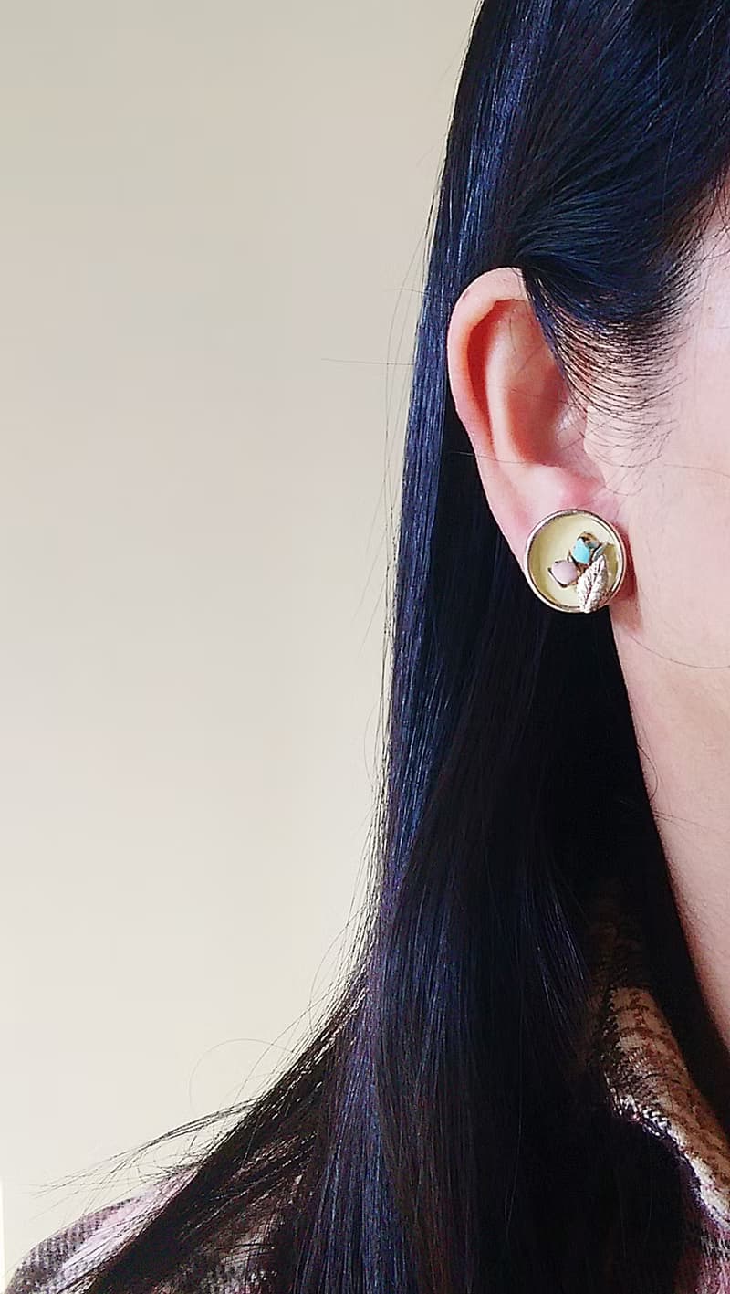 vintage jewelry  古董夾式耳環 雙色小鬱金香  680元