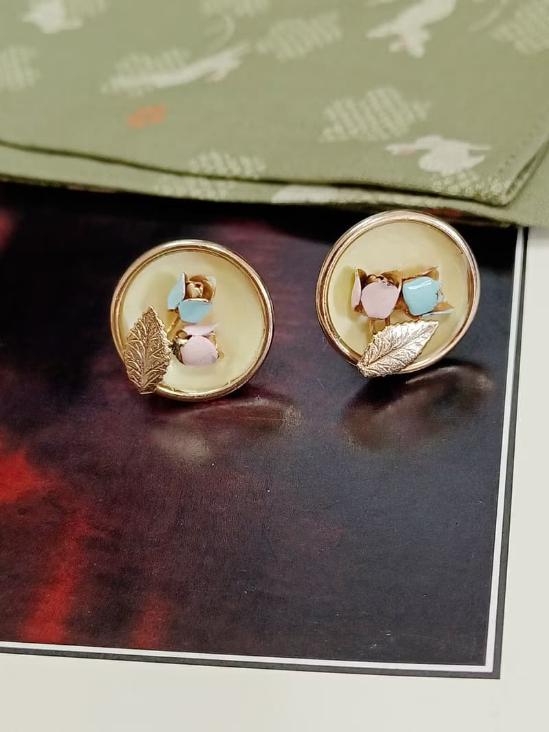 vintage jewelry  古董夾式耳環 雙色小鬱金香  680元