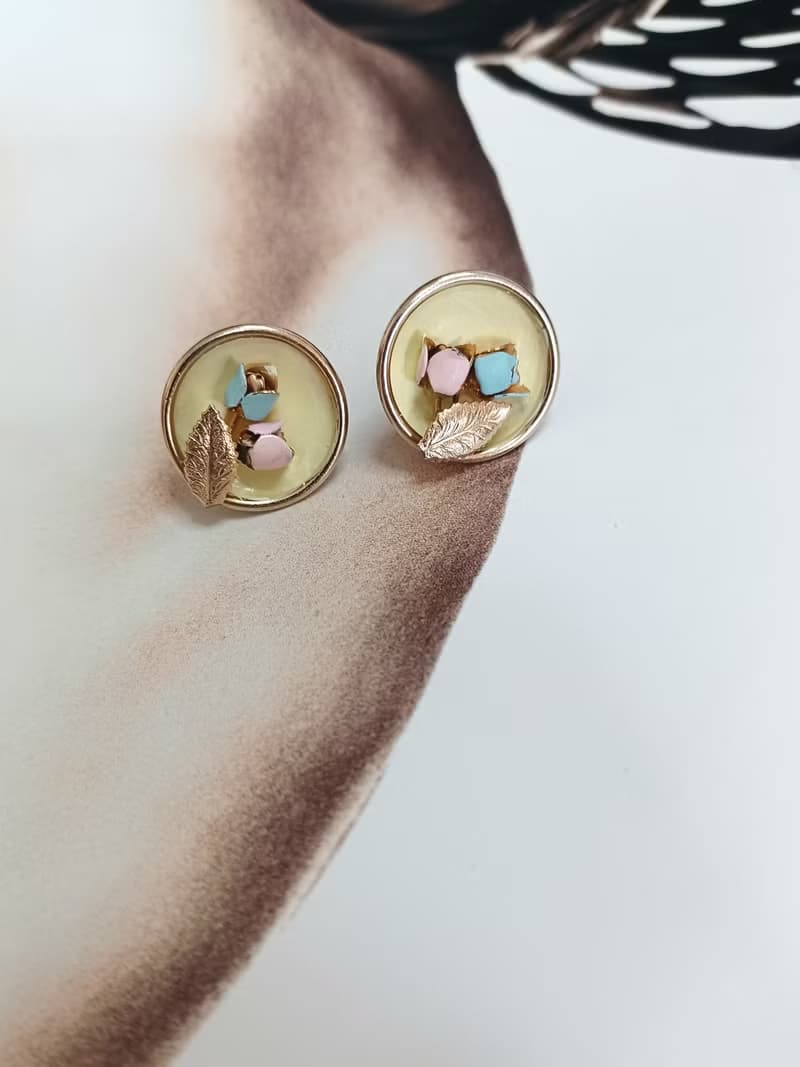 vintage jewelry  古董夾式耳環 雙色小鬱金香  680元