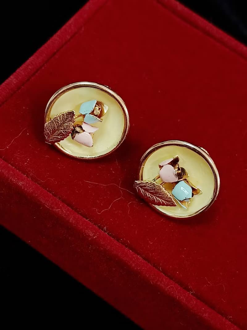 vintage jewelry  古董夾式耳環 雙色小鬱金香  680元