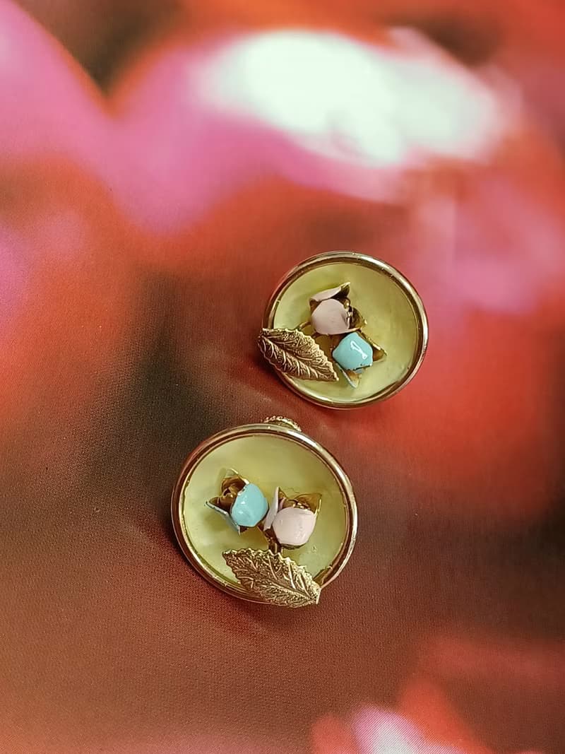 vintage jewelry  古董夾式耳環 雙色小鬱金香  680元
