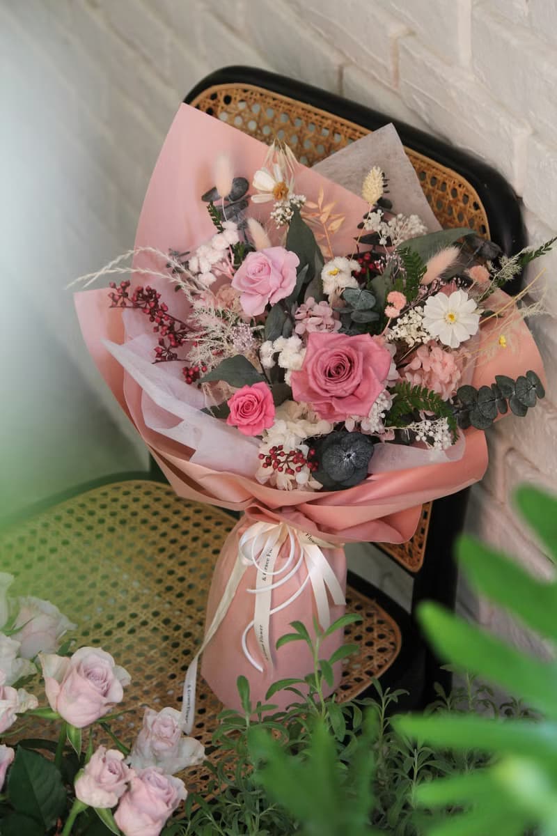 【想見你】夢幻粉色系永生玫瑰花束