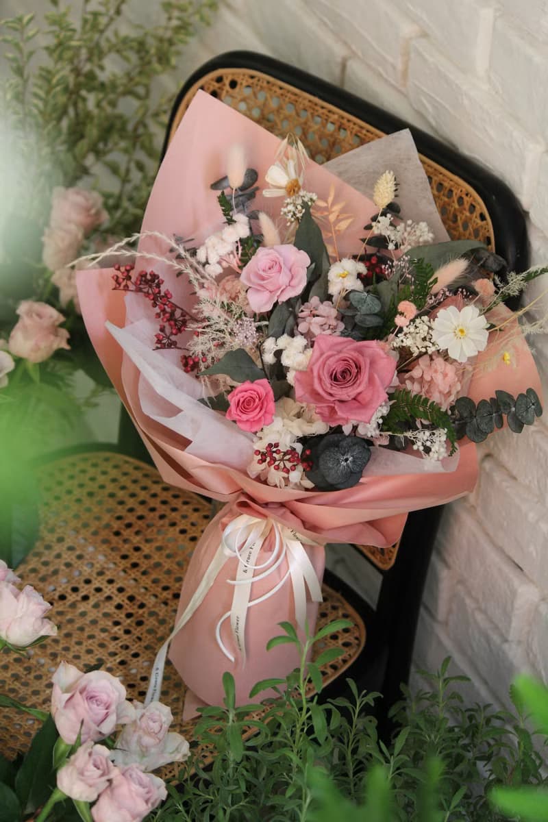 【想見你】夢幻粉色系永生玫瑰花束