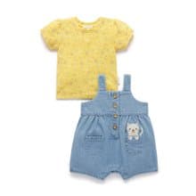 澳洲Purebaby有機棉嬰兒吊帶連身衣套裝 6M-2T 貓咪牛仔