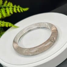 精品 茶晶黑髪晶共生手鐲 55+MM 冰透星光閃片圓條 友誼信任美好