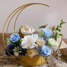 【永生花禮】藍綠色系列永生桌花/開幕花禮/升遷花禮/祝賀花禮