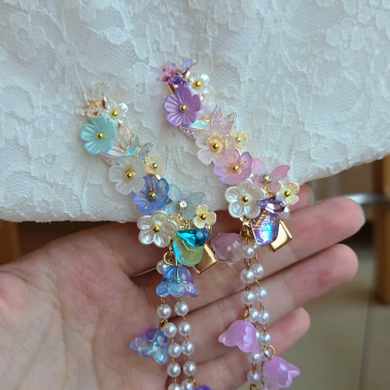 花園圓舞曲・髮夾  珍珠 水晶 原創 手作 送禮