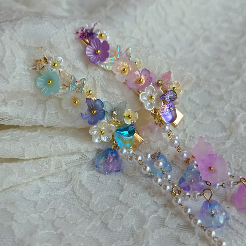 花園圓舞曲・髮夾  珍珠 水晶 原創 手作 送禮