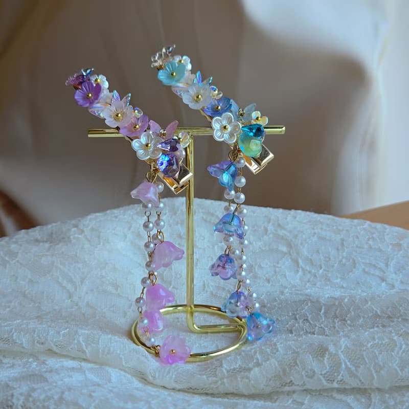 花園圓舞曲・髮夾  珍珠 水晶 原創 手作 送禮