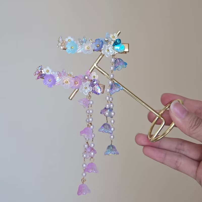 花園圓舞曲・髮夾  珍珠 水晶 原創 手作 送禮