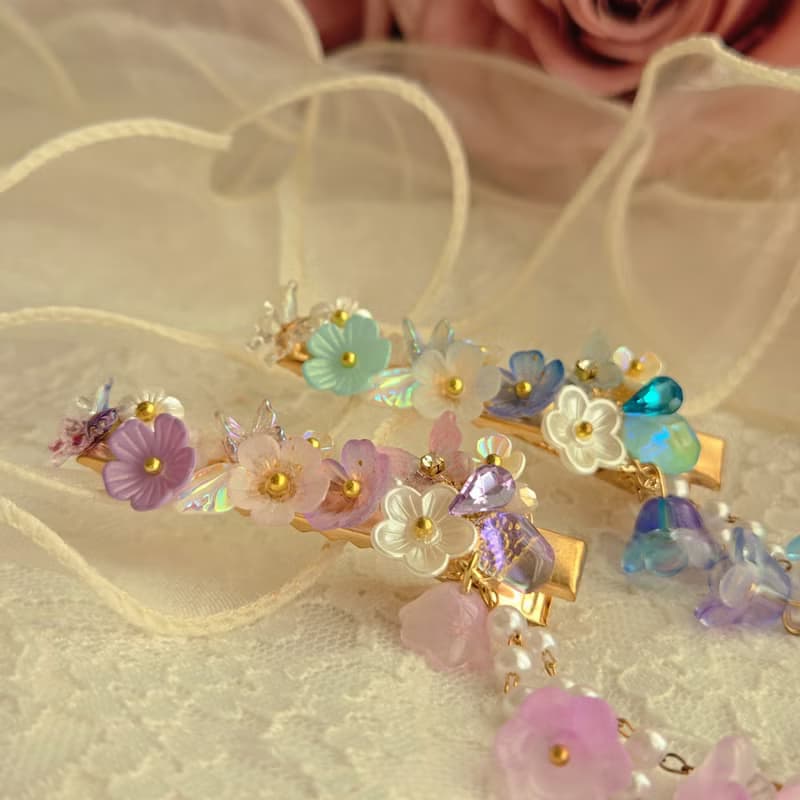 花園圓舞曲・髮夾  珍珠 水晶 原創 手作 送禮