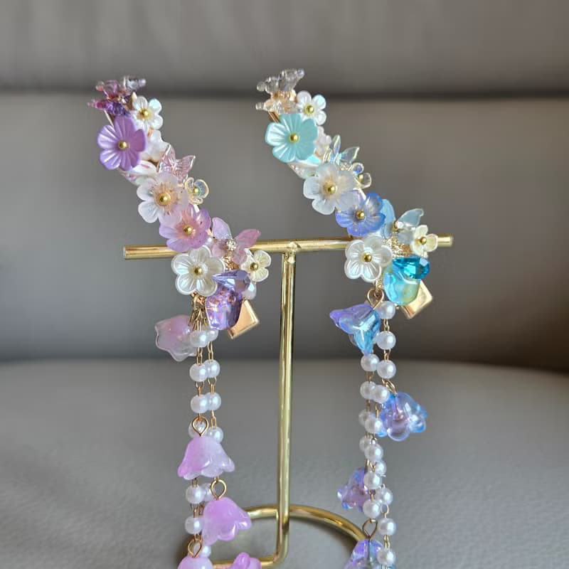 花園圓舞曲・髮夾  珍珠 水晶 原創 手作 送禮