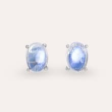 AND 月光石 藍色 橢圓 6*8mm 耳環 經典系列 Oval E 天然寶石