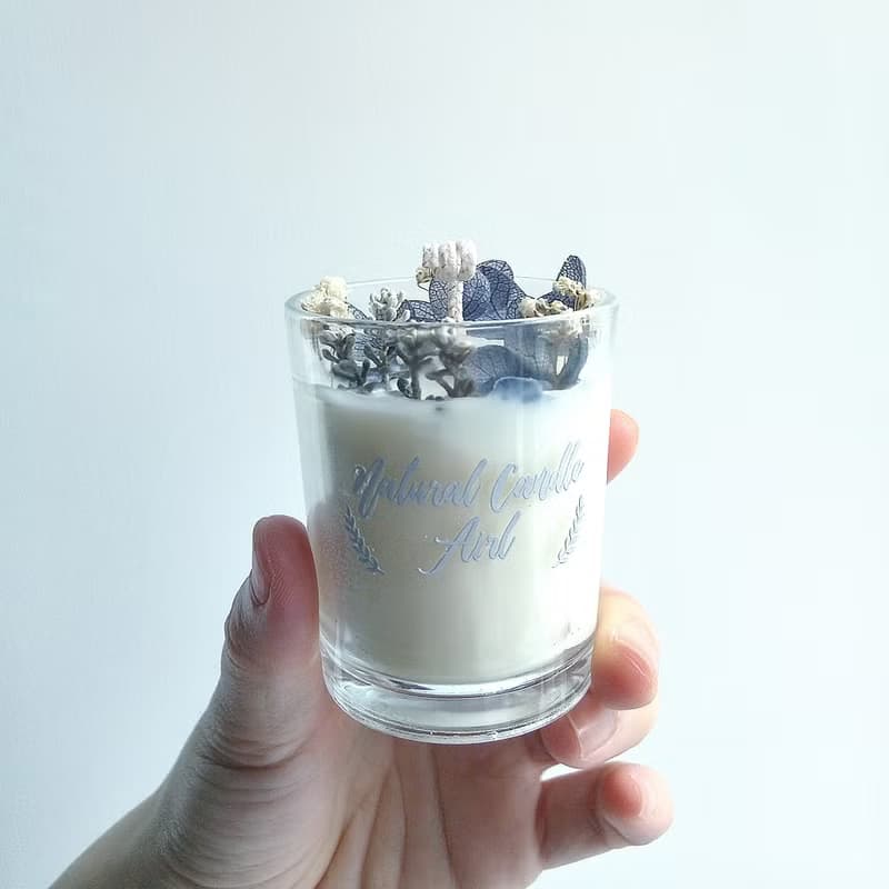 乾燥花晶石玻璃小杯蠟燭 | 月光石 天然大豆香氛蠟燭 | 生日禮物
