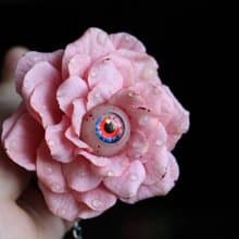 Creepy jewelry Wild pink flower pendant Goth style