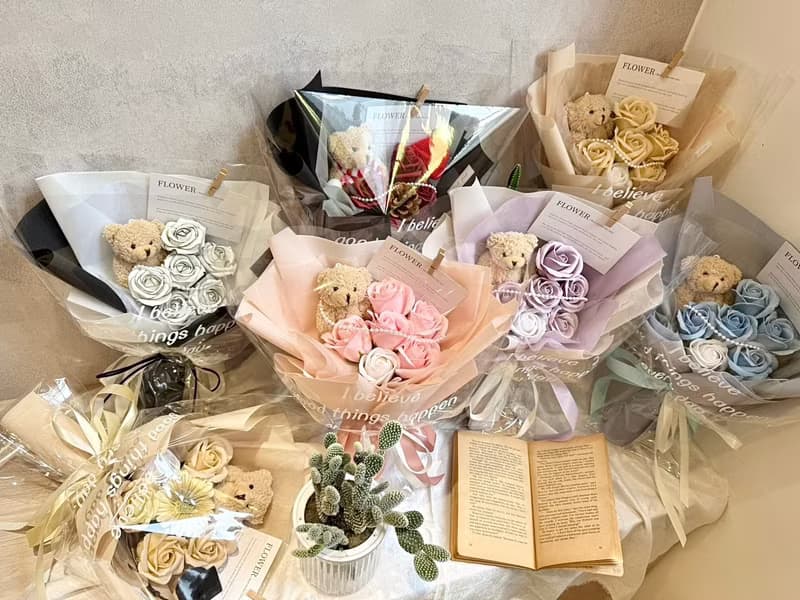 玫瑰熊熊花束 香皂花 玫瑰花 花束 伴娘禮 生日禮物 聖誕節 情人