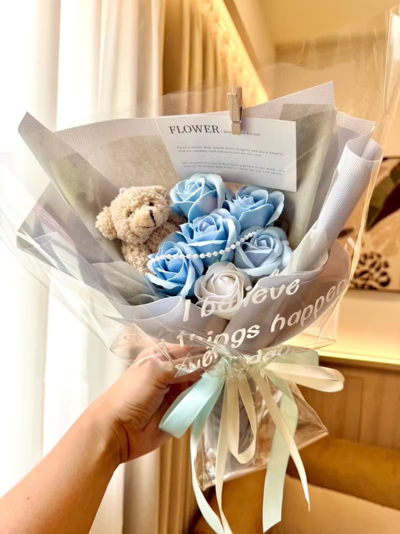 玫瑰熊熊花束 香皂花 玫瑰花 花束 伴娘禮 生日禮物 聖誕節 情人