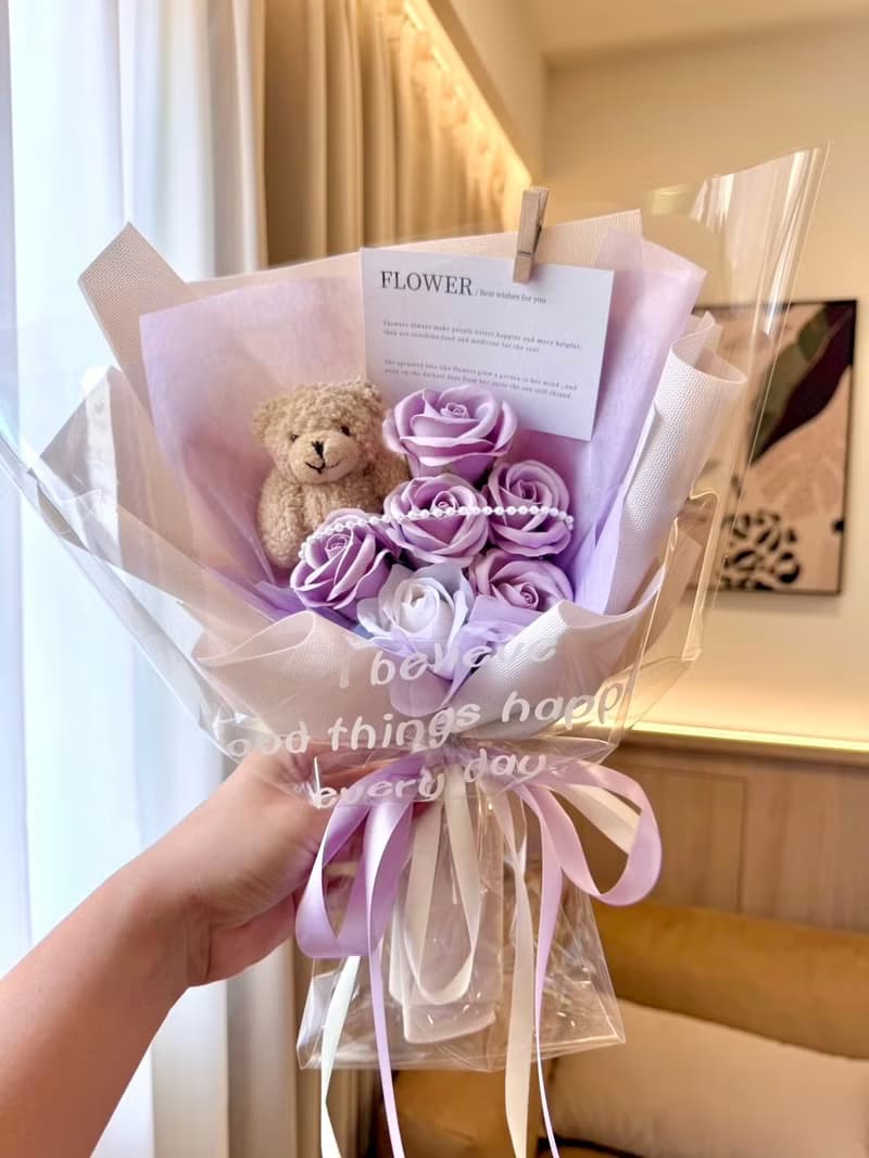 玫瑰熊熊花束 香皂花 玫瑰花 花束 伴娘禮 生日禮物 聖誕節 情人