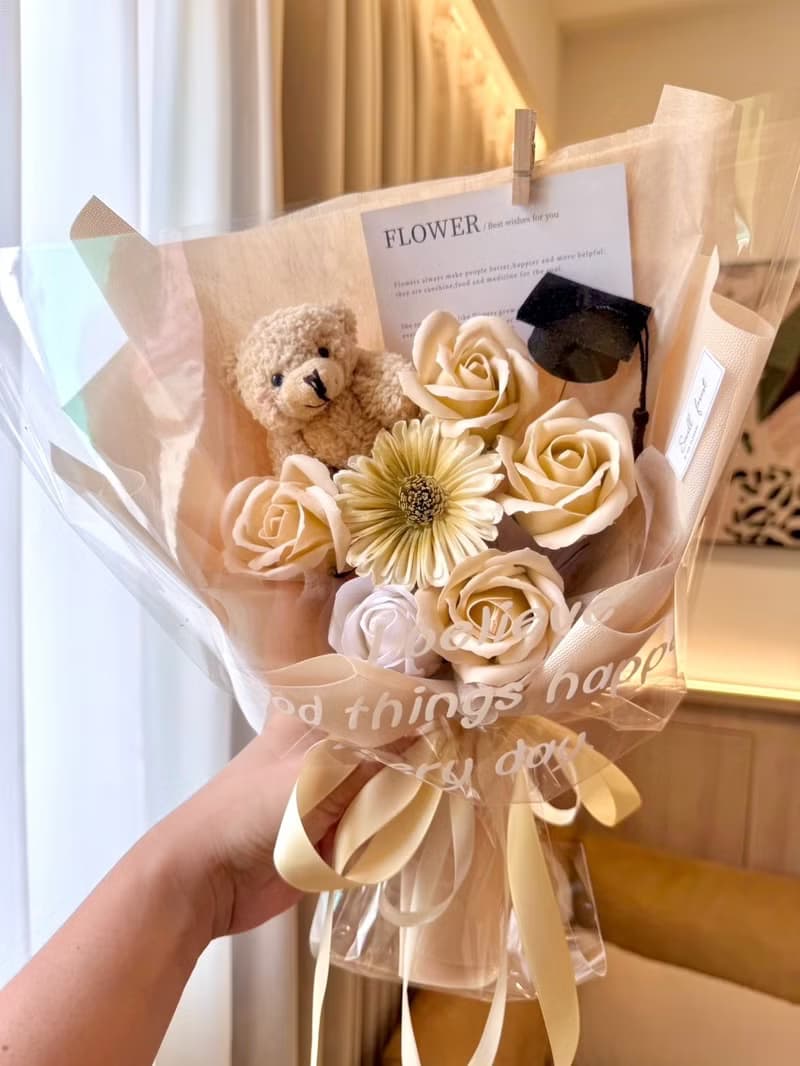 玫瑰熊熊花束 香皂花 玫瑰花 花束 伴娘禮 生日禮物 聖誕節 情人