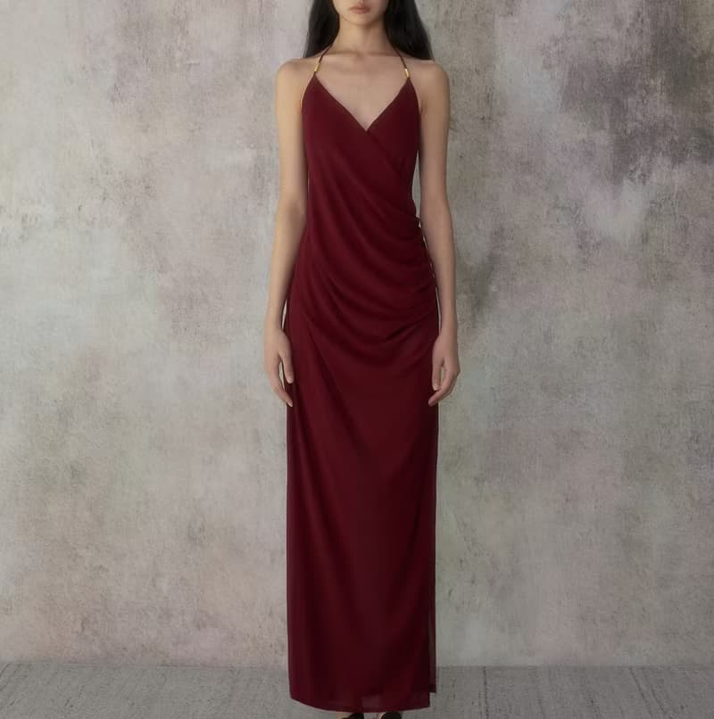 【雕塑感交領】 新中式復古風 線條垂墜連衣裙