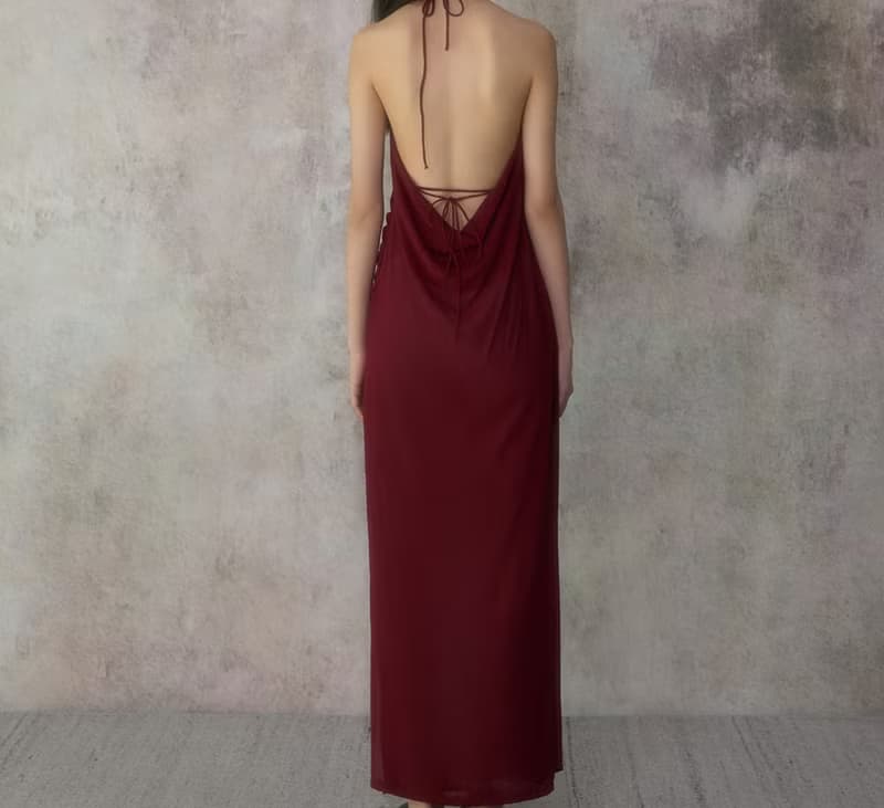 【雕塑感交領】 新中式復古風 線條垂墜連衣裙