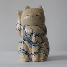 招き猫  芍薬