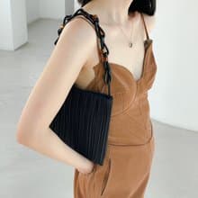 巧克力包 撞色褶皺托特包 編織肩帶