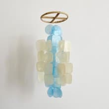 DIY-KIT| Samcheong Hanbok-Blue-Square, Circle| Shell Wind Chime Mobile | #0-361