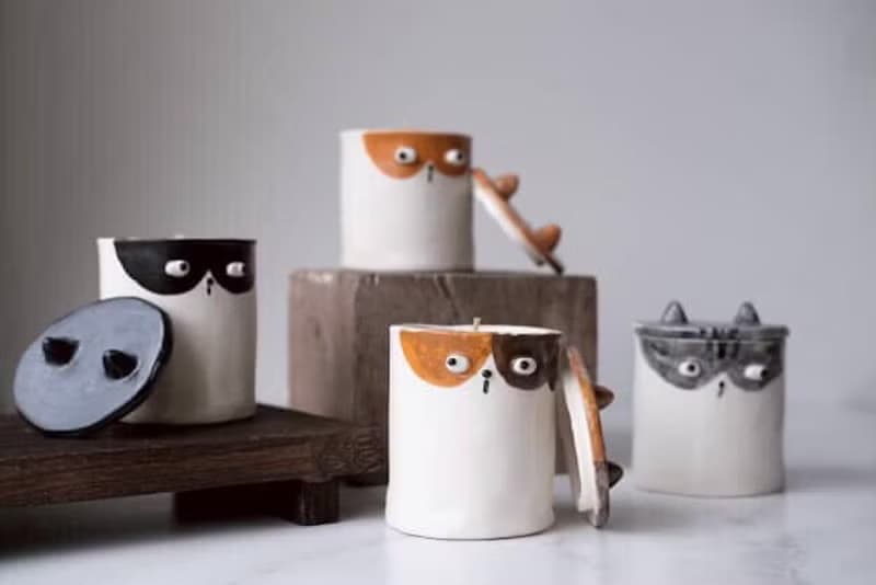 貓貓 香氛蠟燭罐 療癒貓咪 手作禮物 手捏陶瓷 居家香氛